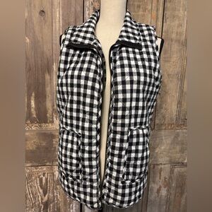 Black and White Checkered Vest winter or fall women m/L